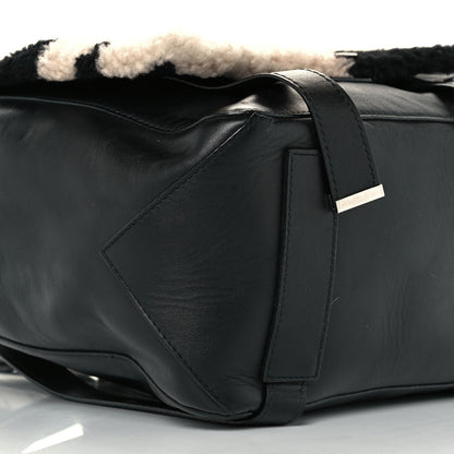 Proenza Schouler Calfskin Shearling Small Blurred Stripe PS Backpack Black Nude 4 of 9