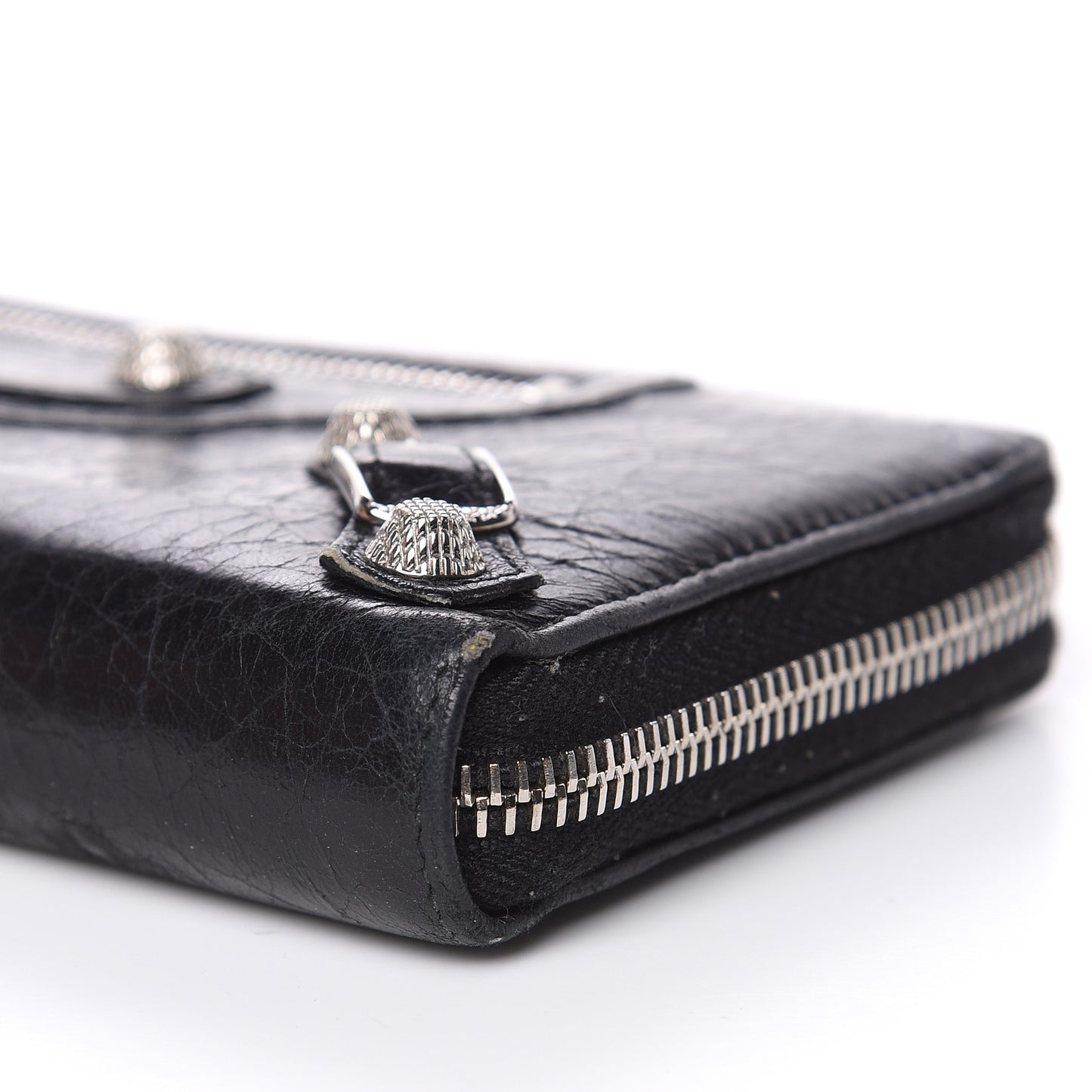 Agneau Giant 12 Silver Hardware Continental Zip Around Wallet Black