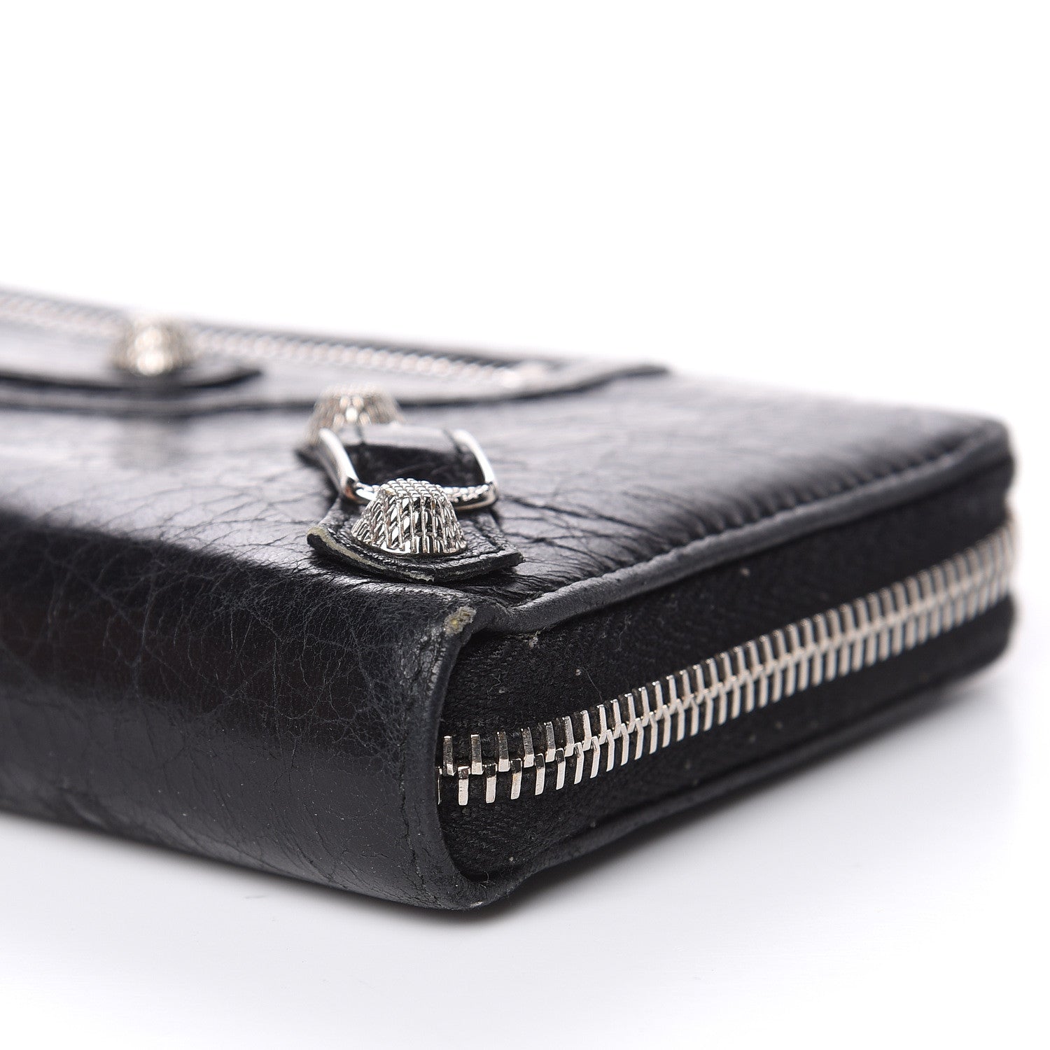 Balenciaga Agneau Giant 12 Silver Hardware Continental Zip Around Wallet Black 9 of 13