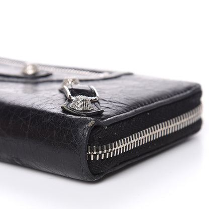 Balenciaga Agneau Giant 12 Silver Hardware Continental Zip Around Wallet Black 9 of 13