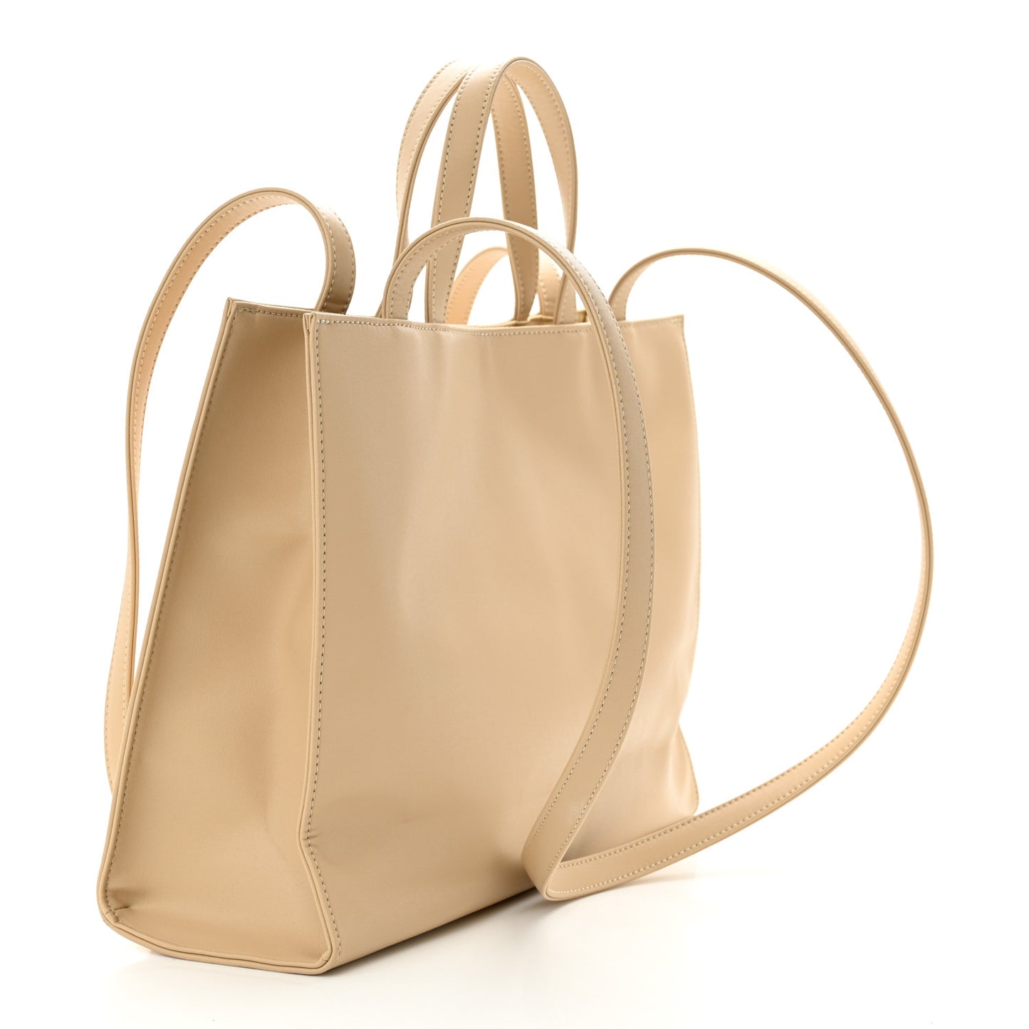 Vegan Leather Medium Shopping Bag Cream