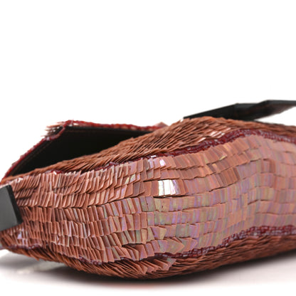Fendi Sequin Beaded Baguette Pink Dark Brown 15 of 25