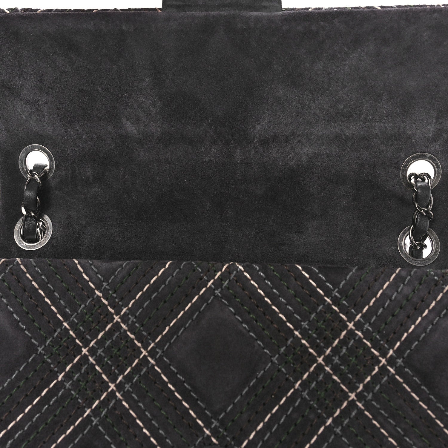 Chanel Suede Stitched Medium Saltire Single Flap Grey 10 of 10