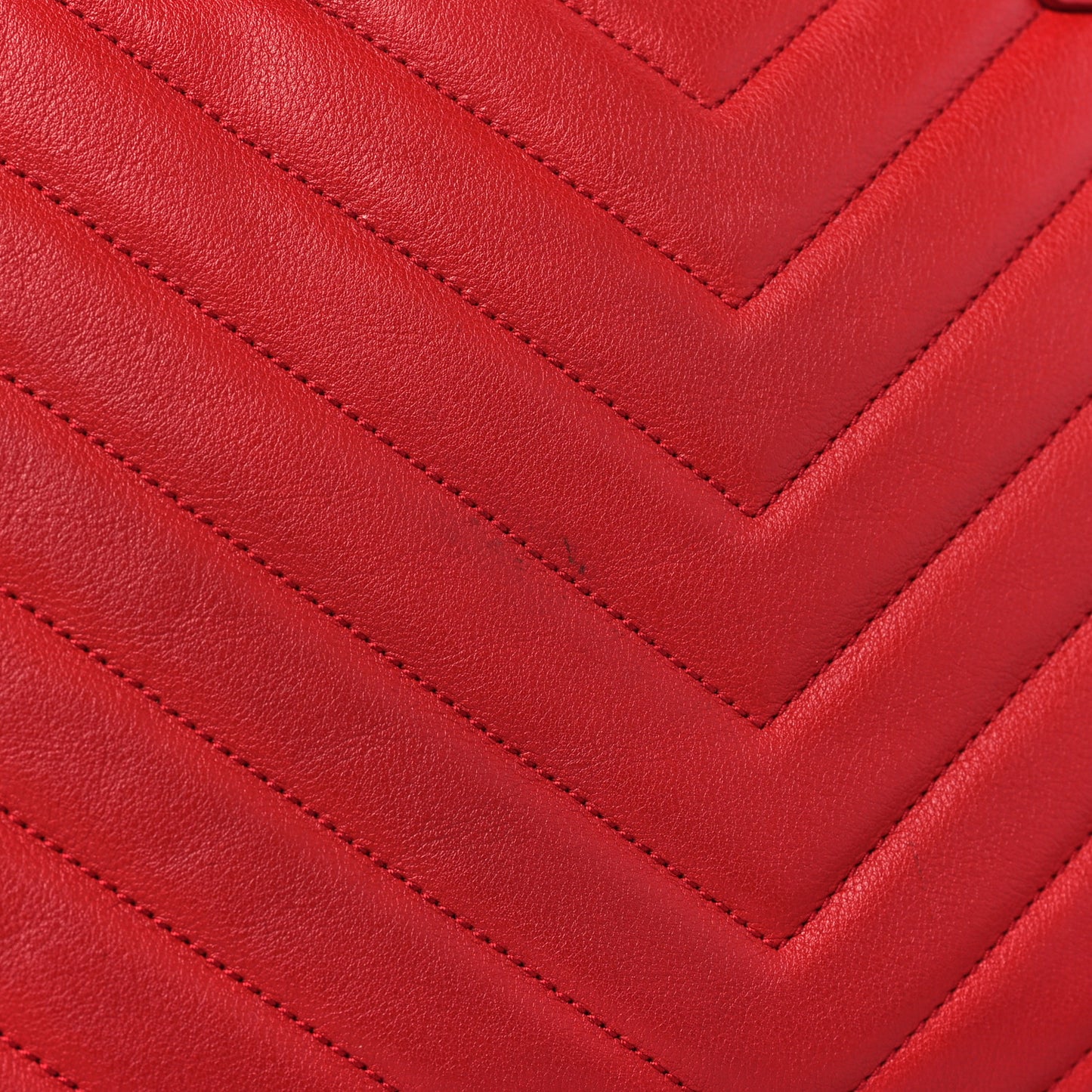 Calfskin Matelasse Chevron Small Monogram Cabas Lipstick Red