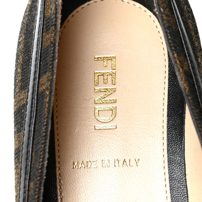 Fendi Canvas FF Calfskin Bow Wedge Mules 36 Tobacco Moro 7 of 7