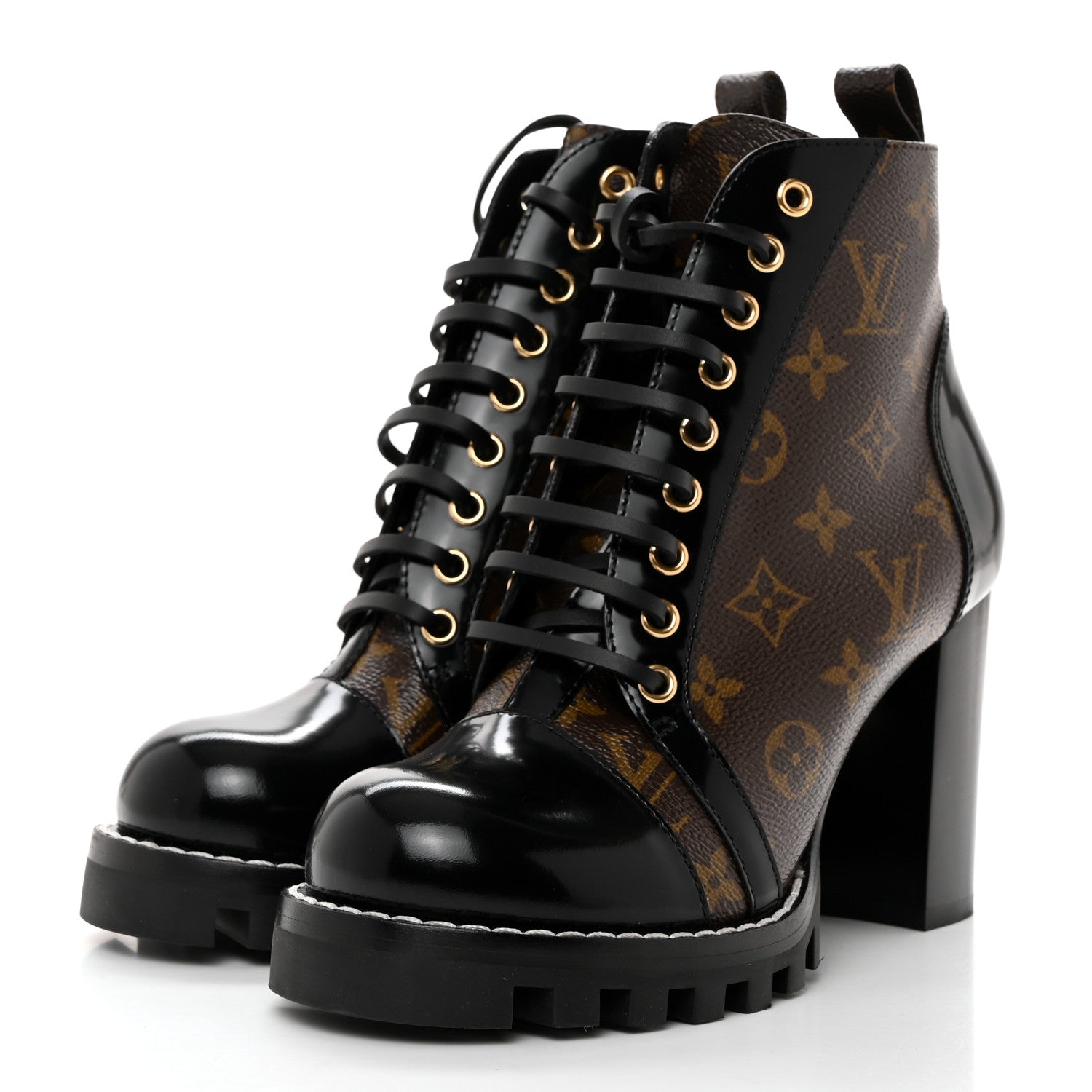Louis Vuitton Patent Calfskin Monogram Star Trail Ankle Boots 38.5 Black 3 of 9