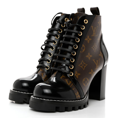 Louis Vuitton Patent Calfskin Monogram Star Trail Ankle Boots 38.5 Black 3 of 9