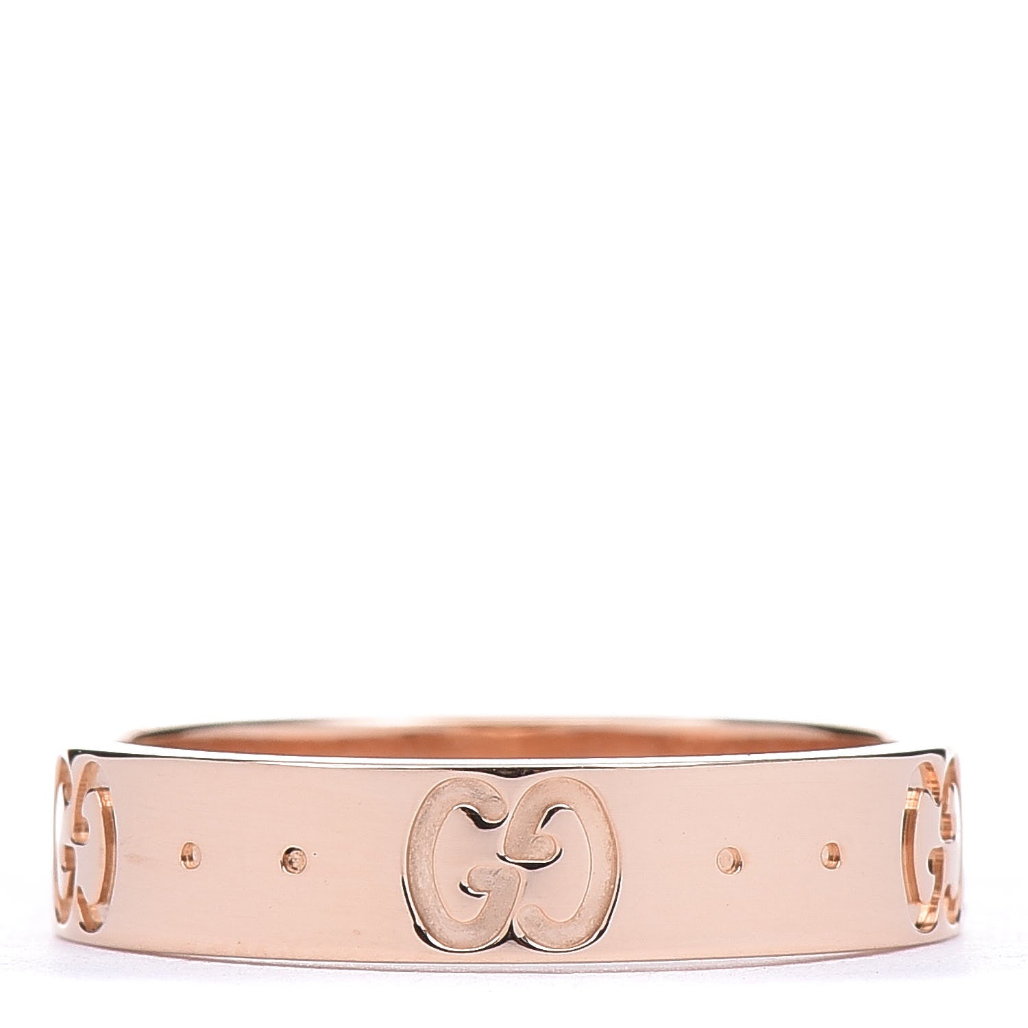 Gucci 18K Rose Gold 4mm Icon Thin Band Ring 49 4.75 1 of 5