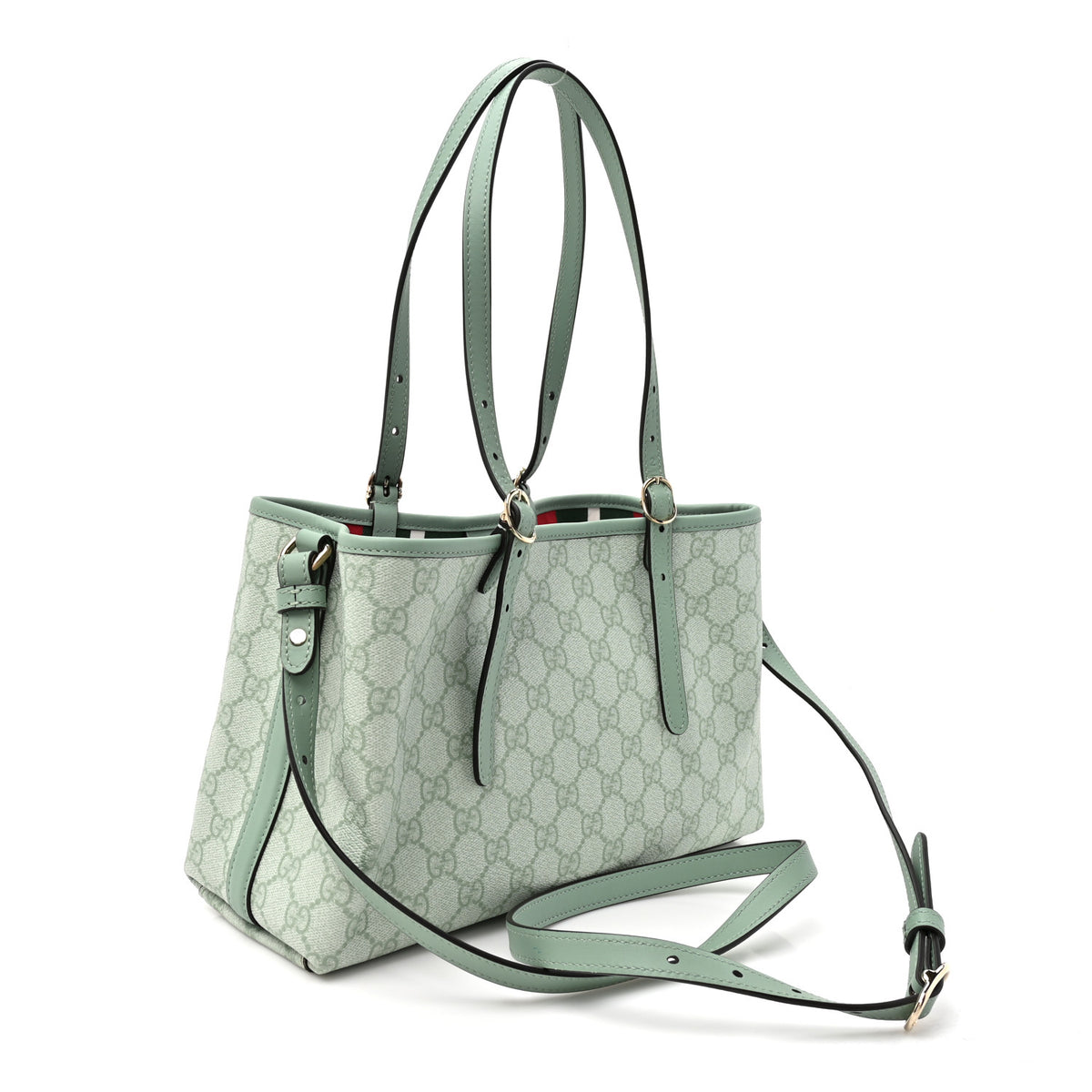 Gucci GG Supreme Monogram Emblem Medium Tote Bag Sage Green 2 of 9