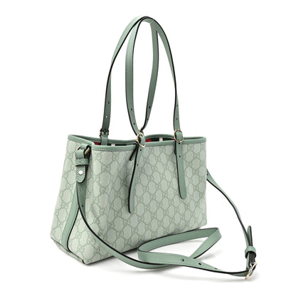 Gucci GG Supreme Monogram Emblem Medium Tote Bag Sage Green 2 of 9