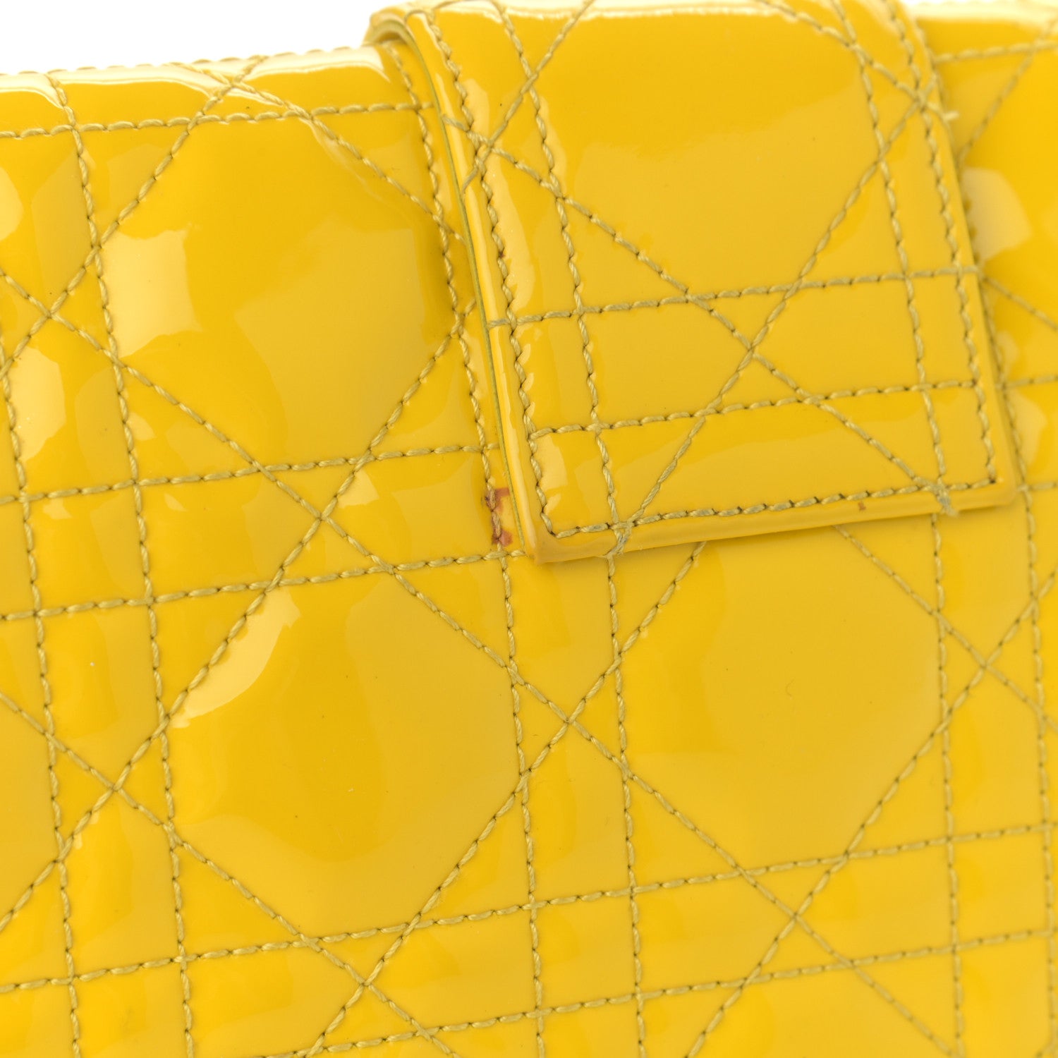 Christian Dior Patent Cannage New Lock Pouch Yellow 11 of 14