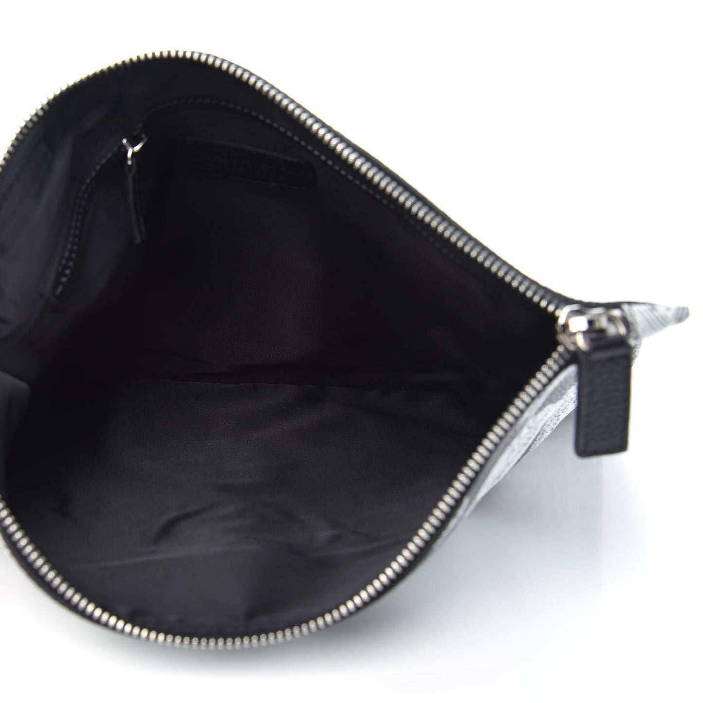 Grained Calfskin Large Baroccoflage Wristlet Pouch Black White