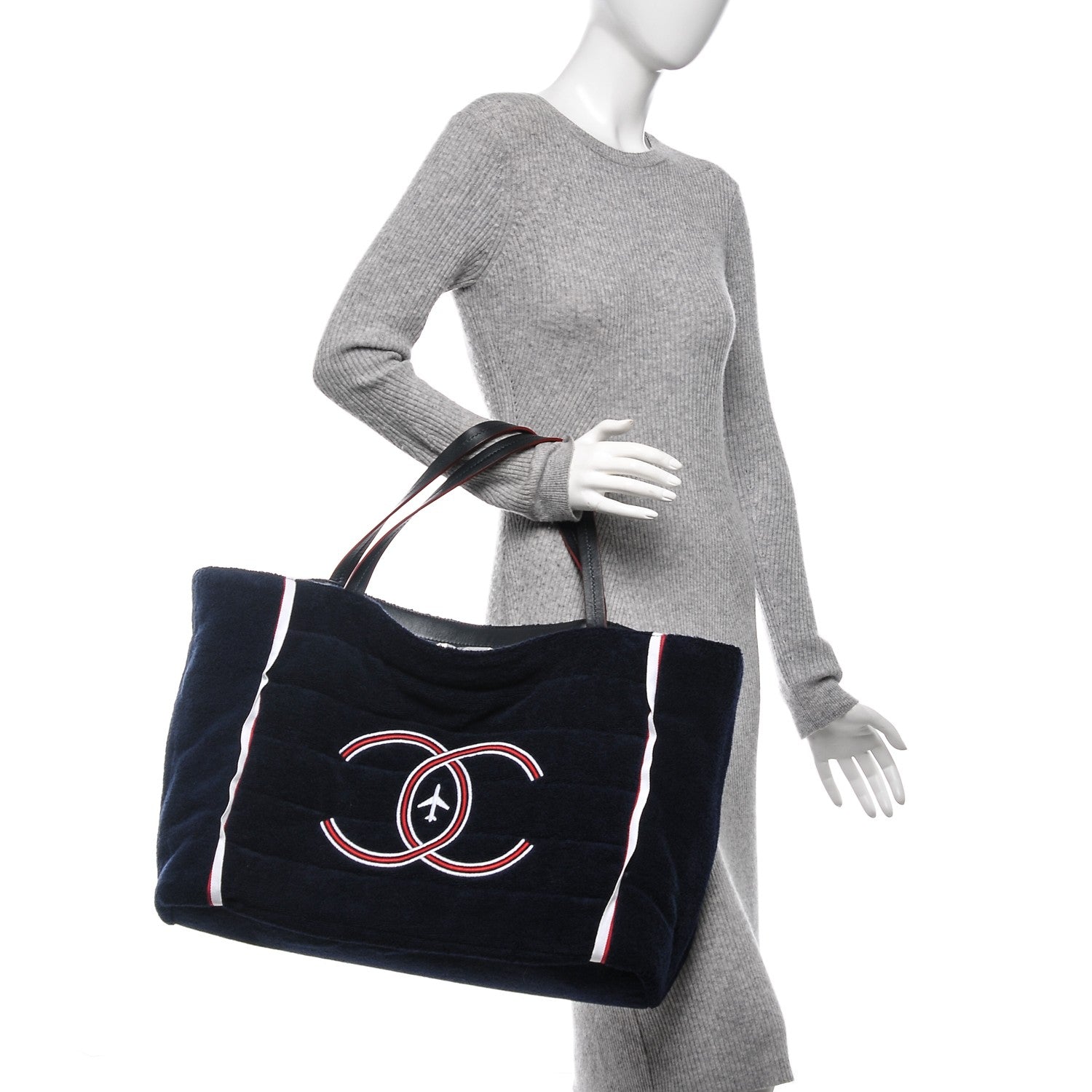 Chanel Reversible Airlines Tote Silver Navy 3 of 15