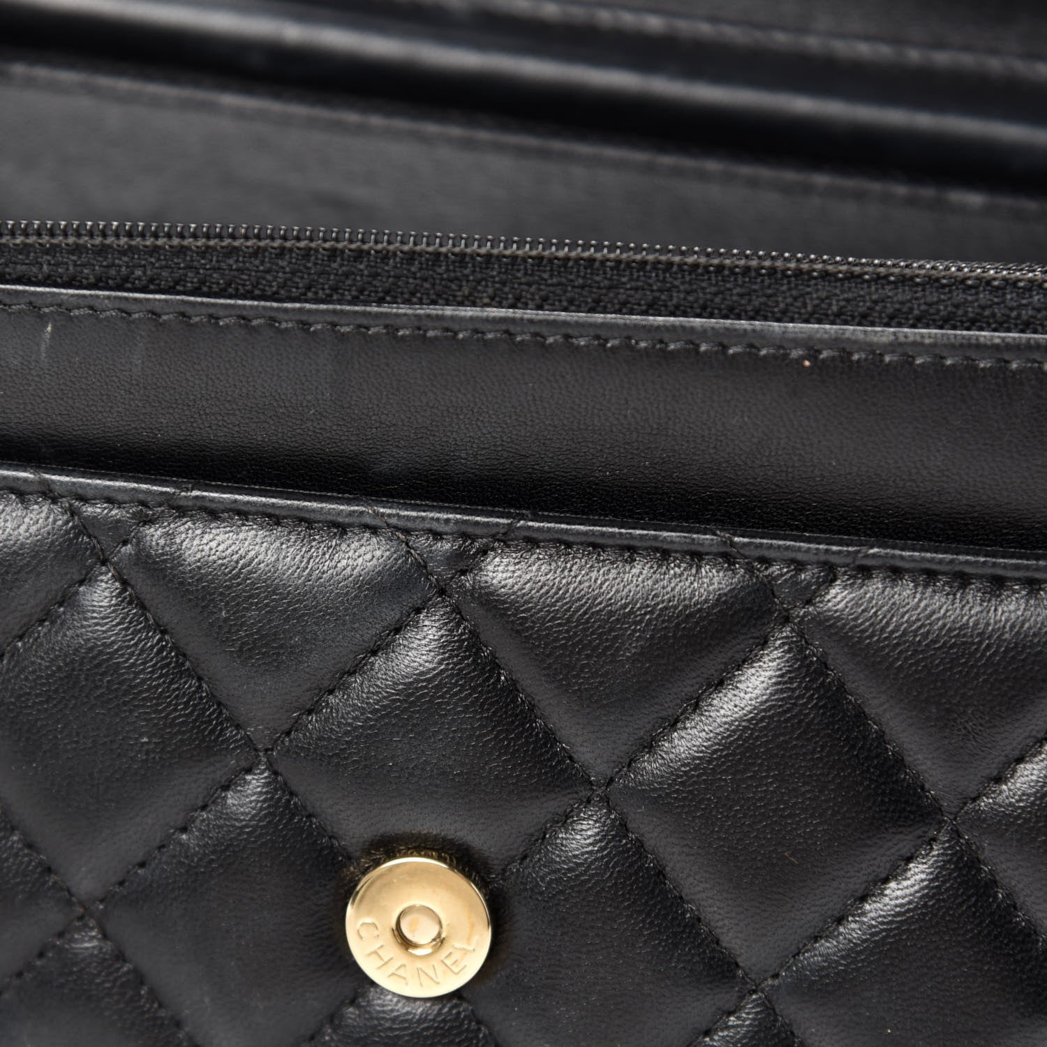 Chanel Lambskin Quilted Chain Around Wallet On Chain WOC Black 12 of 19