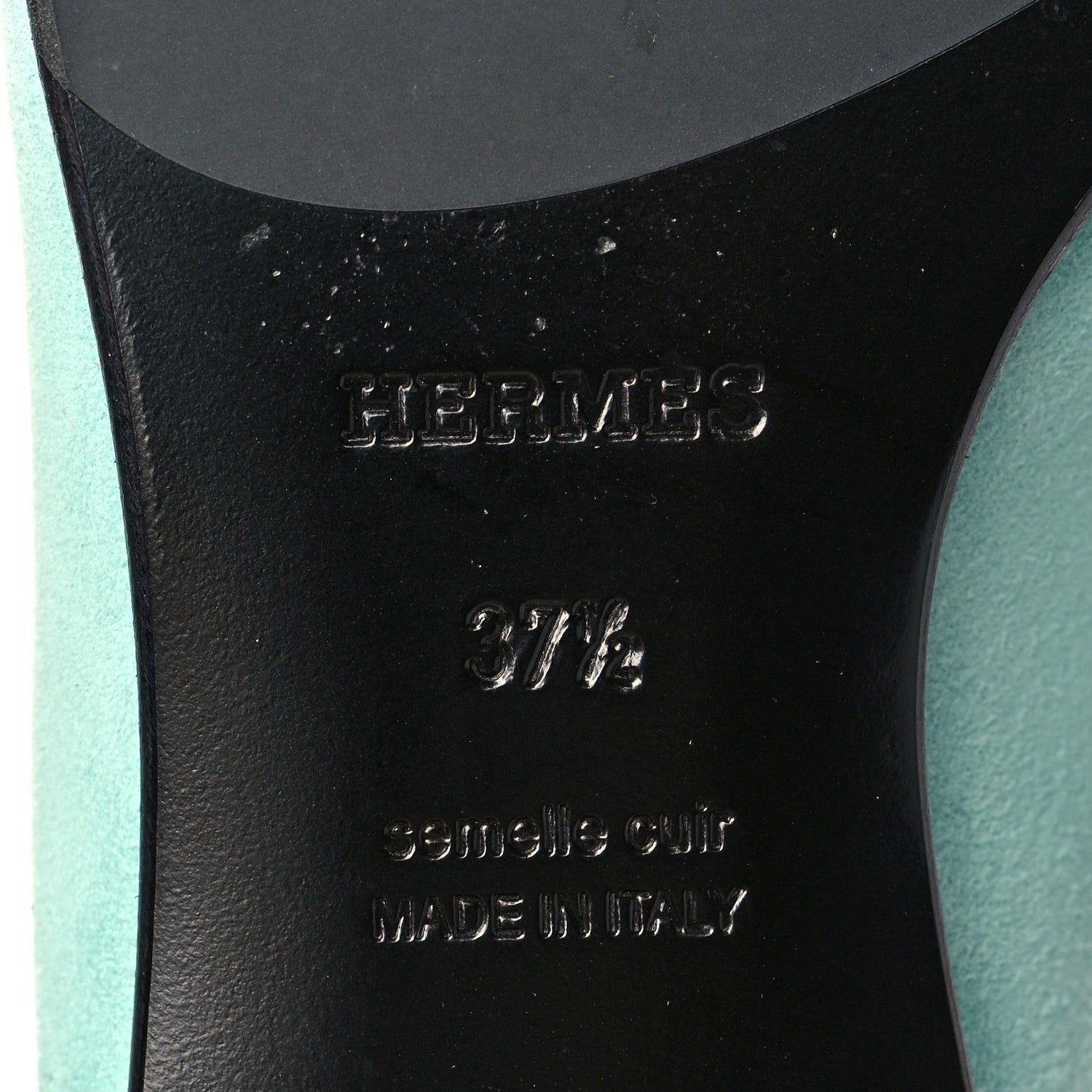 Hermes Suede Goatskin Paris Loafers 37.5 Vert d'eau 8 of 11