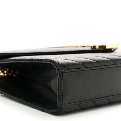 Saint Laurent Lambskin Matelasse Chevron Medium Monogram Satchel Black 9 of 11