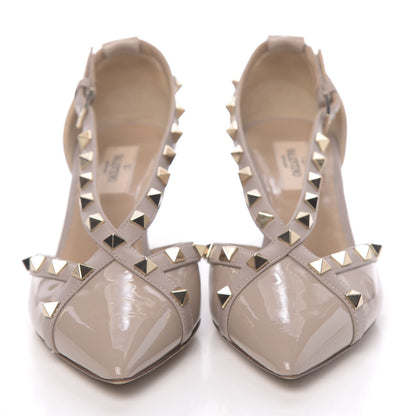 Valentino Garavani Patent Rockstud Cross Strap D'Orsay 55mm Pumps 37 Poudre 2 of 8