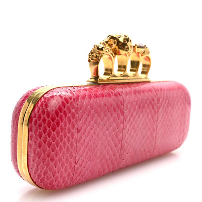 Alexander McQueen Snakeskin Knuckle Box Clutch Pink 3 of 9