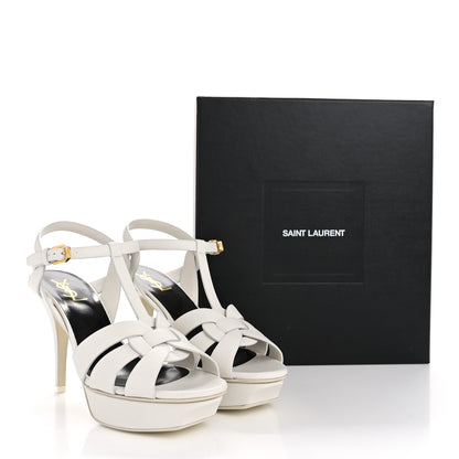 Saint Laurent Calfskin Tribute 75 Platform Sandals 40 White 11 of 11
