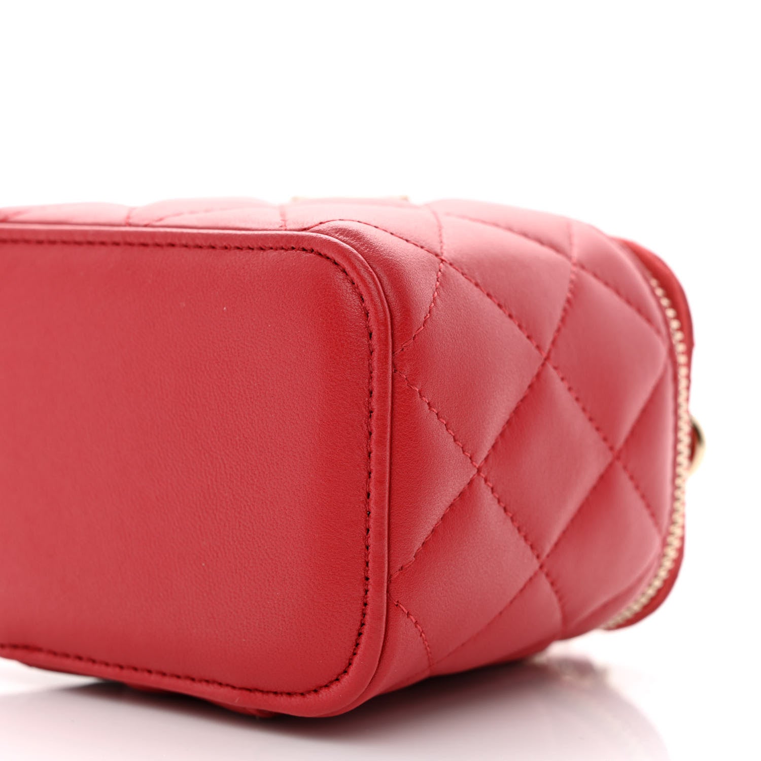 Chanel Lambskin Quilted Top Handle Mini Vanity Case With Chain Red 10 of 10