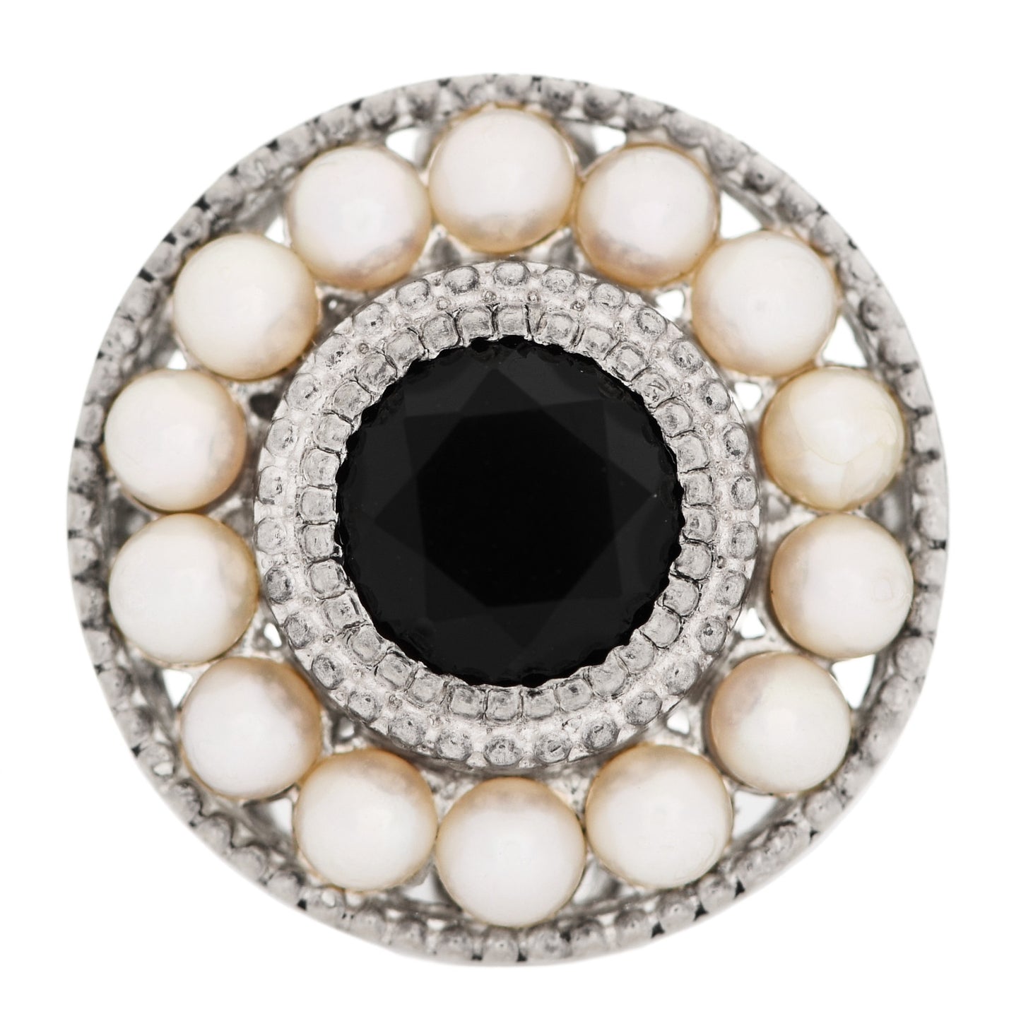 Sterling Silver Black Onyx Freshwater Pearl Ziegfeld Ring 49 5