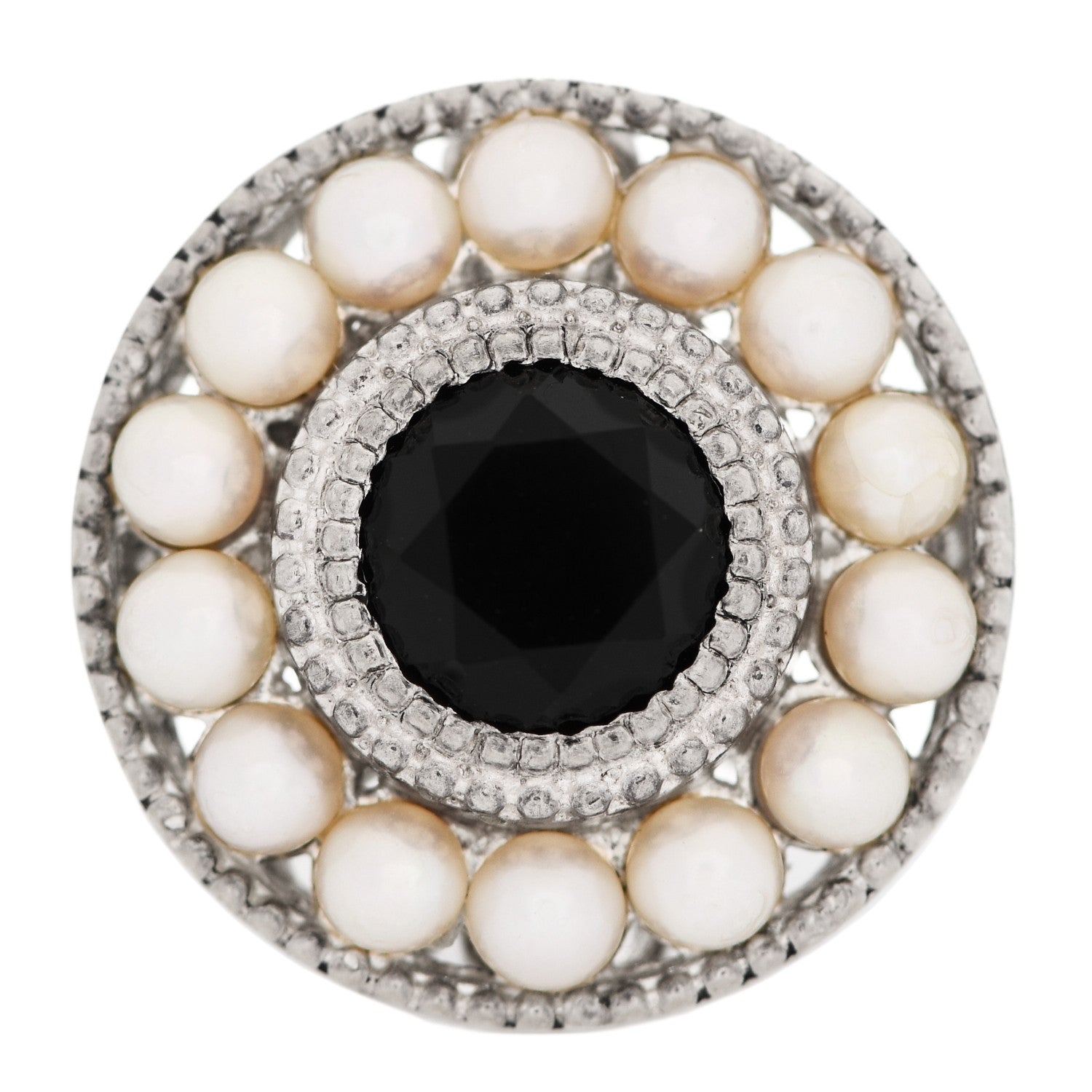 Tiffany Sterling Silver Black Onyx Freshwater Pearl Ziegfeld Ring 49 5 1 of 5