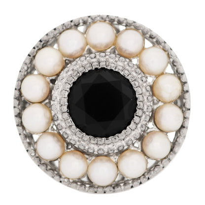 Tiffany Sterling Silver Black Onyx Freshwater Pearl Ziegfeld Ring 49 5 1 of 5