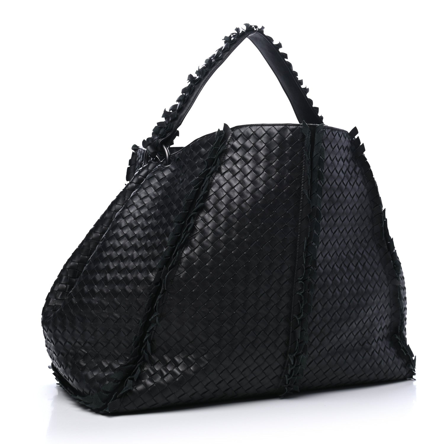 Bottega Veneta Nappa Intrecciato Large Franges Shoulder Bag Black 2 of 6