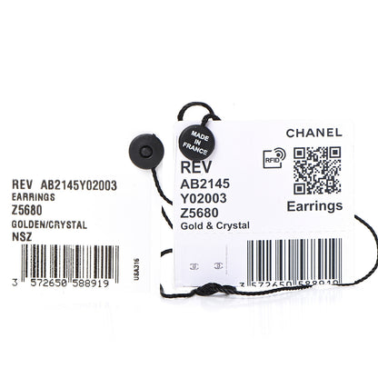Chanel Crystal CC Earrings Gold 5 of 6