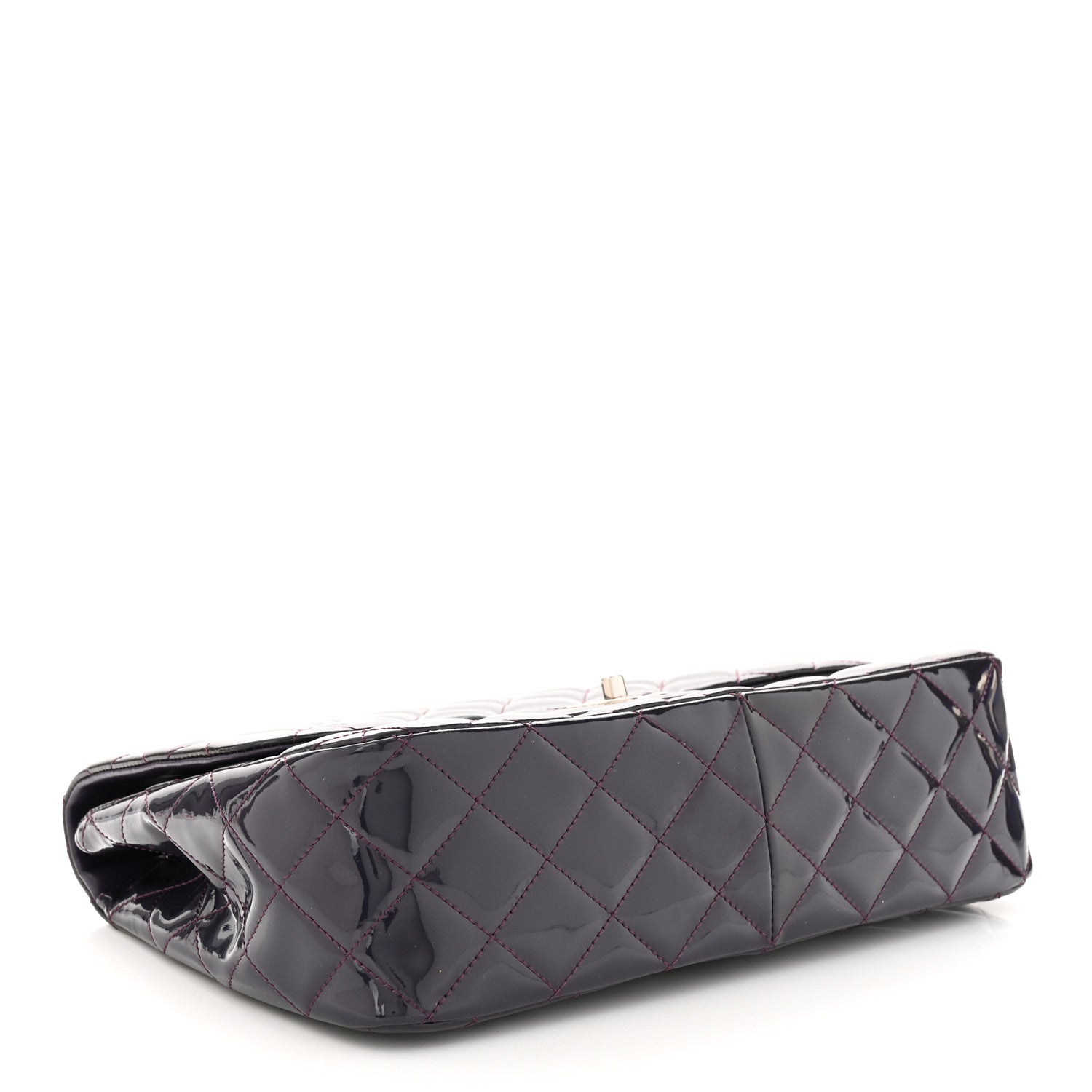 Chanel Patent Quilted Jumbo Single Flap Dark Purple 4 of 12