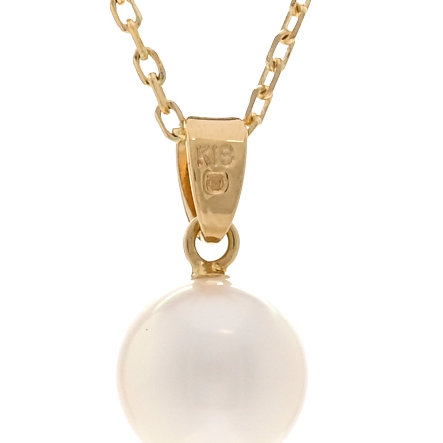 18K Yellow Gold 8mm Akoya Pearl Drop Pendant Necklace