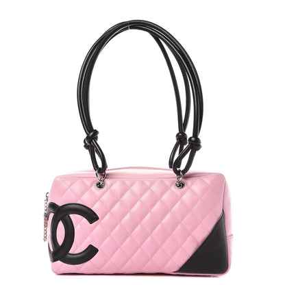 Chanel Calfskin Quilted Large Cambon Bowler Pink Black 1 of 14