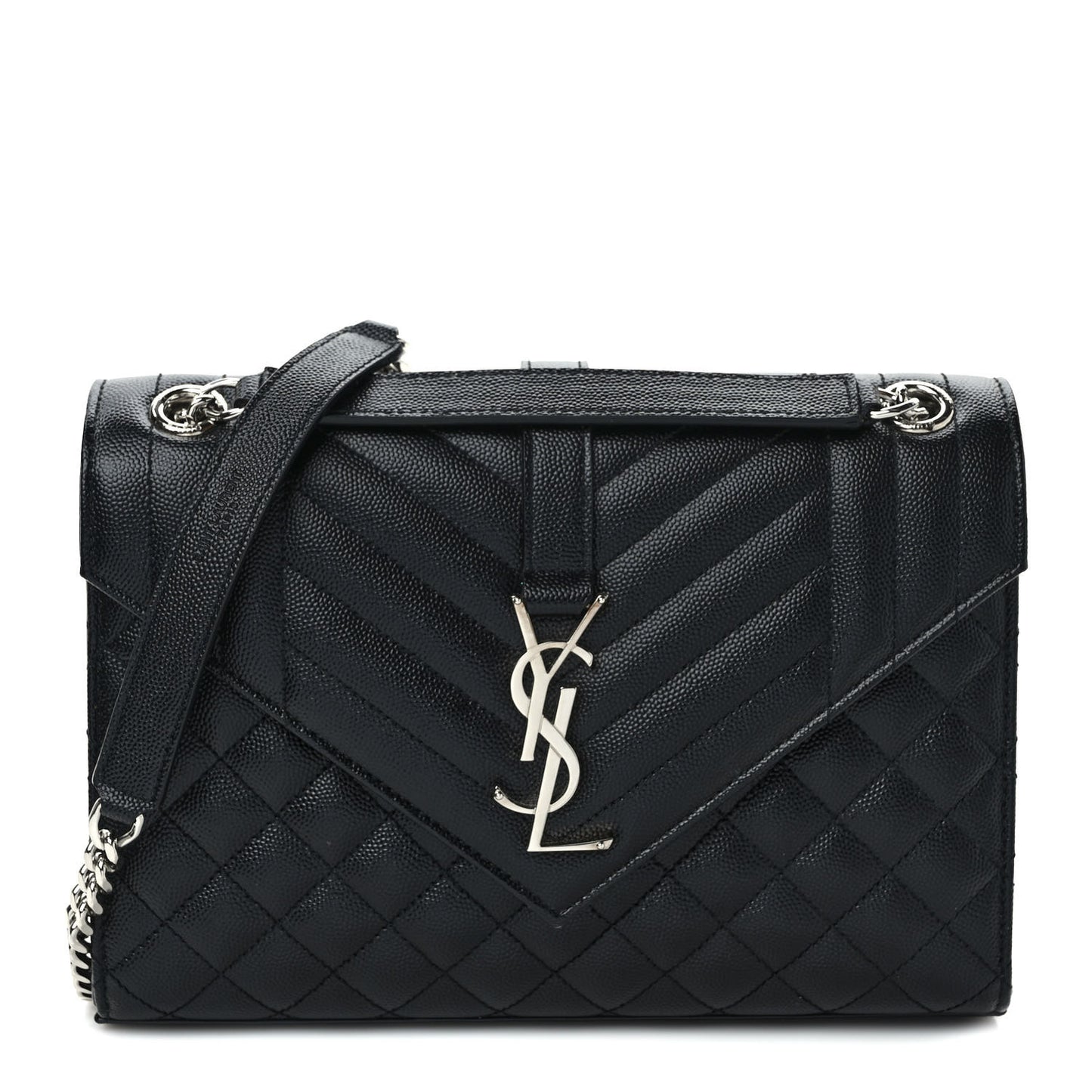 Grain De Poudre Textured Mixed Matelasse Triquilt Medium Monogram Satchel Black