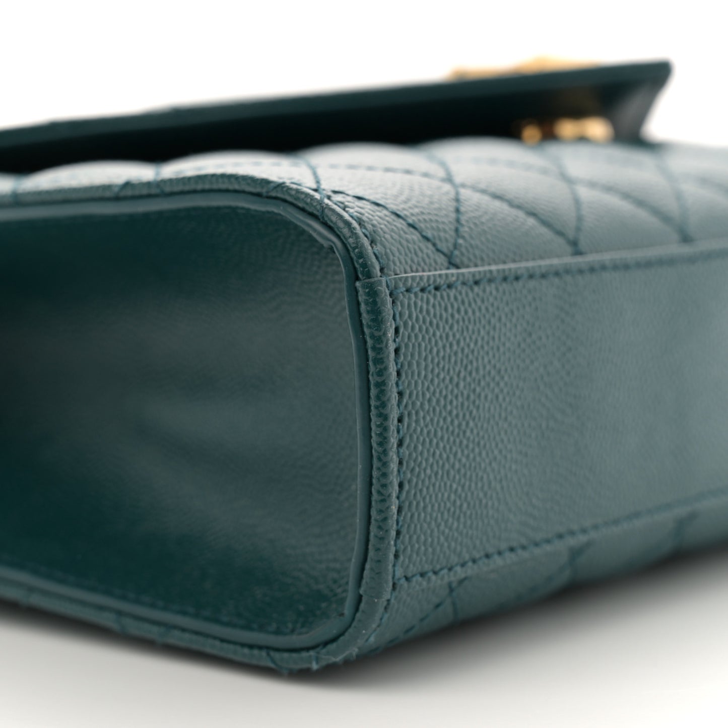 Grain De Poudre Textured Mixed Matelasse Triquilt Medium Monogram Satchel Sea Turquoise