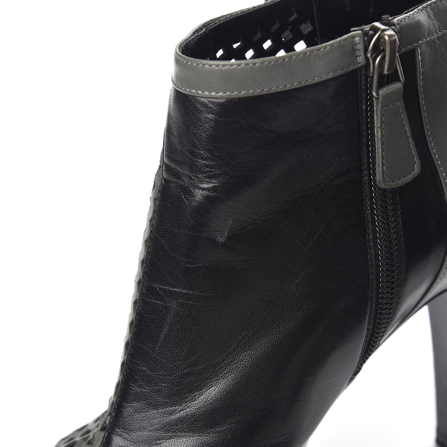 Chanel Perforated Lambskin CC Ankle Boots 37 Grey Black 14 of 15