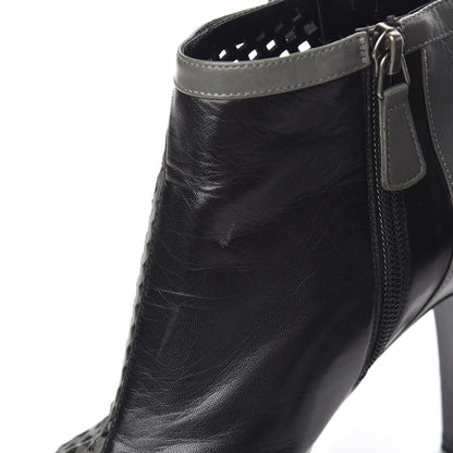 Chanel Perforated Lambskin CC Ankle Boots 37 Grey Black 14 of 15