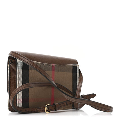 Burberry Grained Calfskin House Check Tartan Mix Hampshire Wallet On Chain Tan 3 of 10