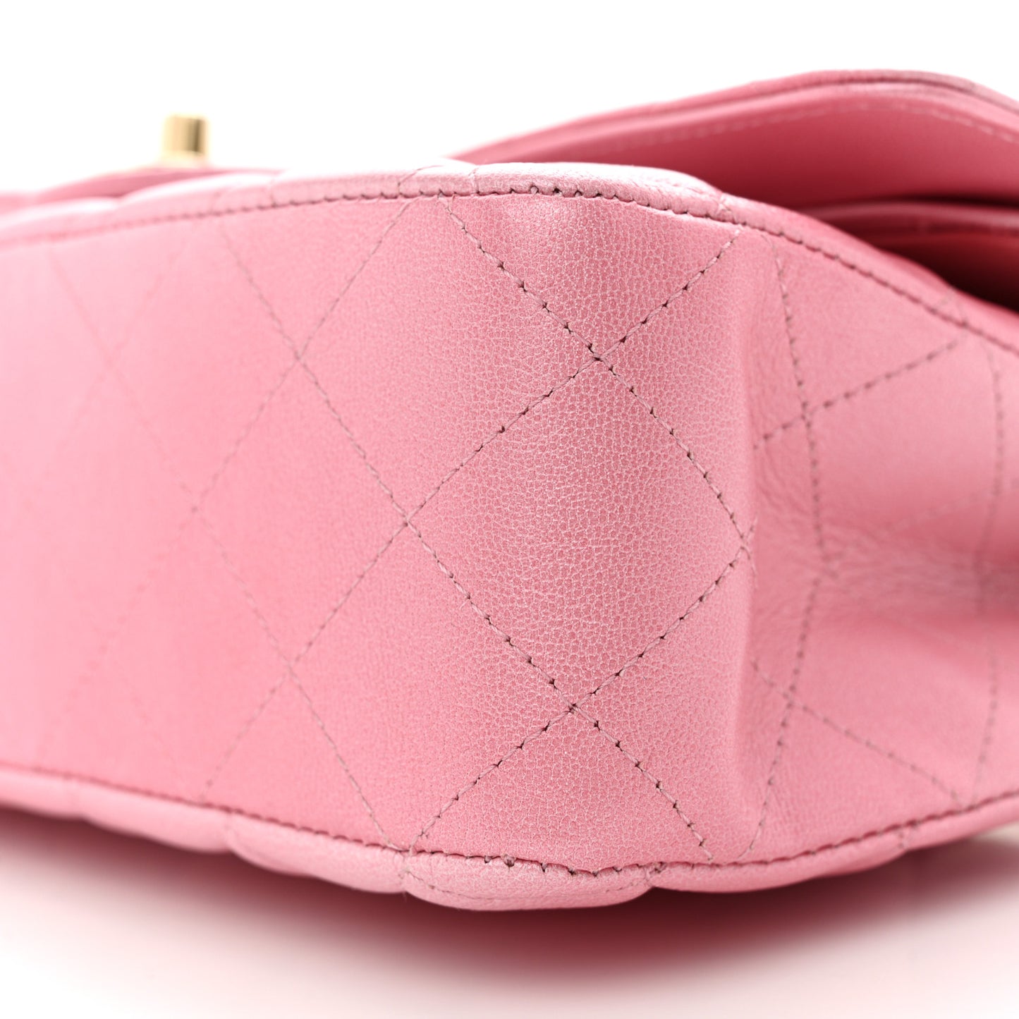 Cloudy Pearly Goatskin Quilted Medium Double Flap Pink