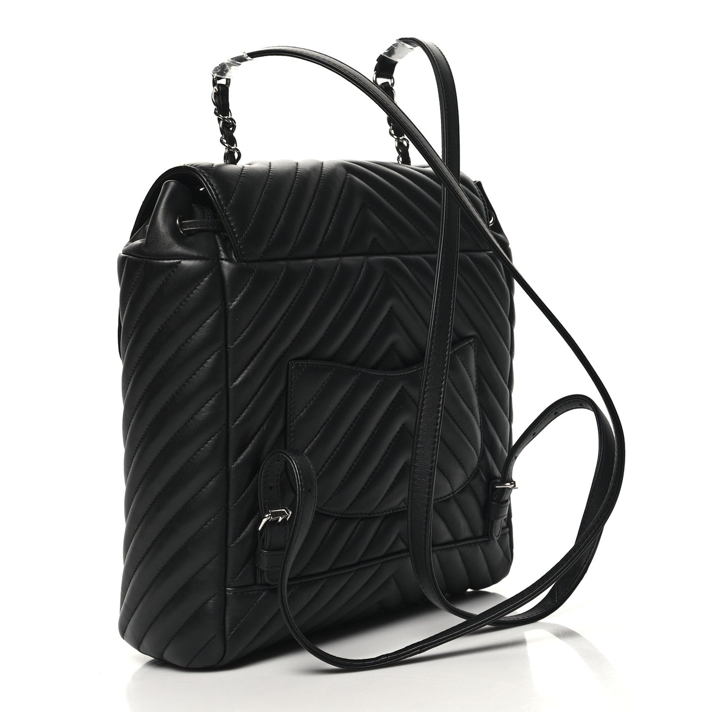 Calfskin Chevron Quilted Large Urban Spirit Backpack Black