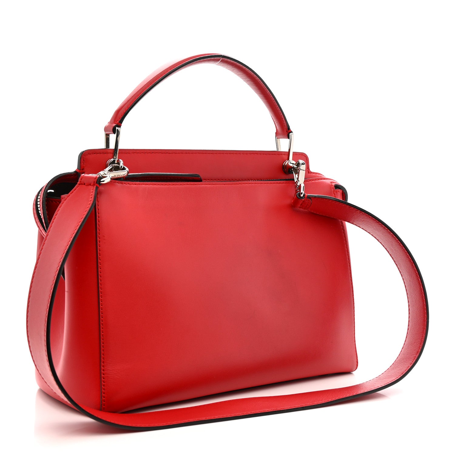 Fendi Vitello Baltico Dolce Shiny Nappa Lace Up DotCom Satchel Red 3 of 12