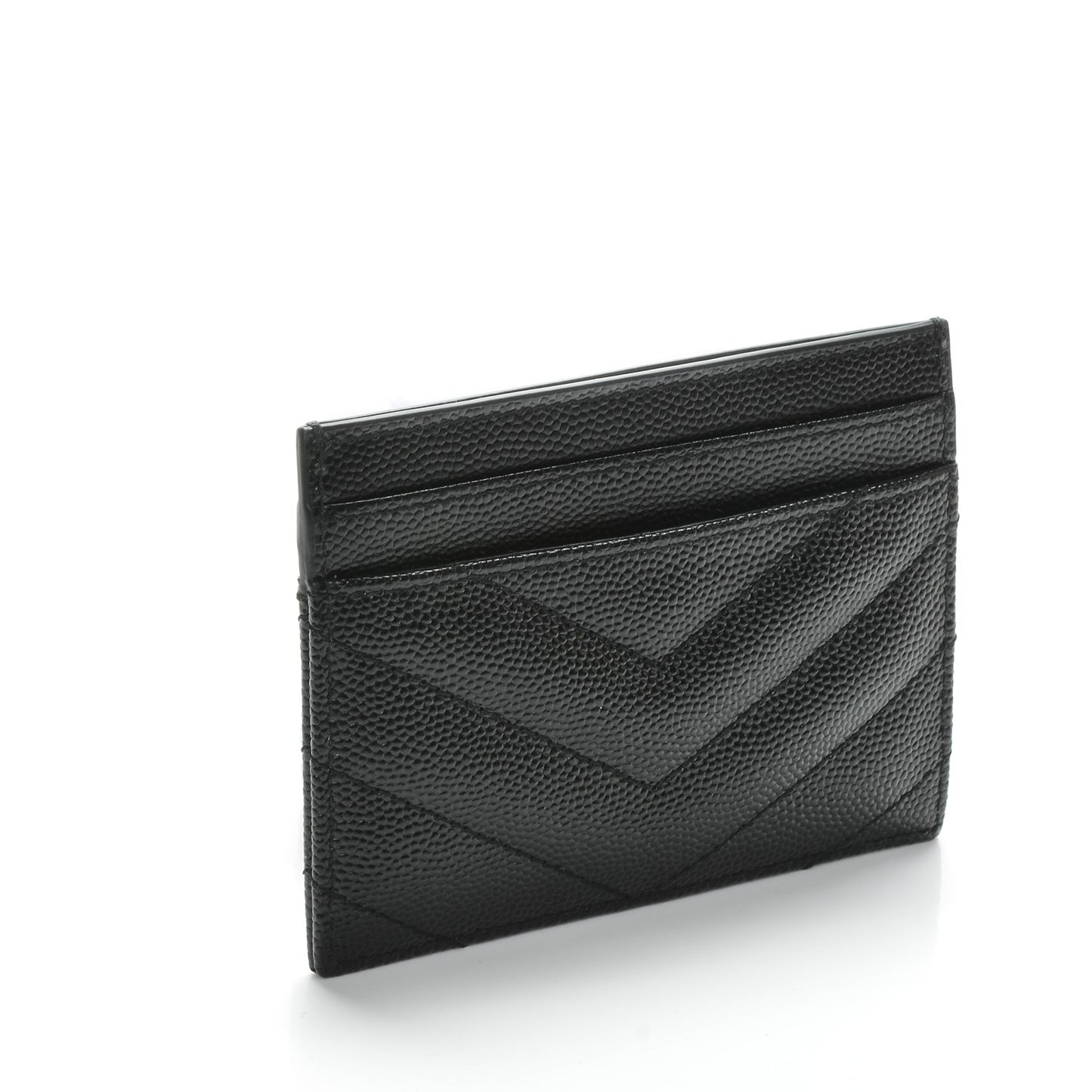 Grain De Poudre Matelasse Chevron Monogram Credit Card Case Black