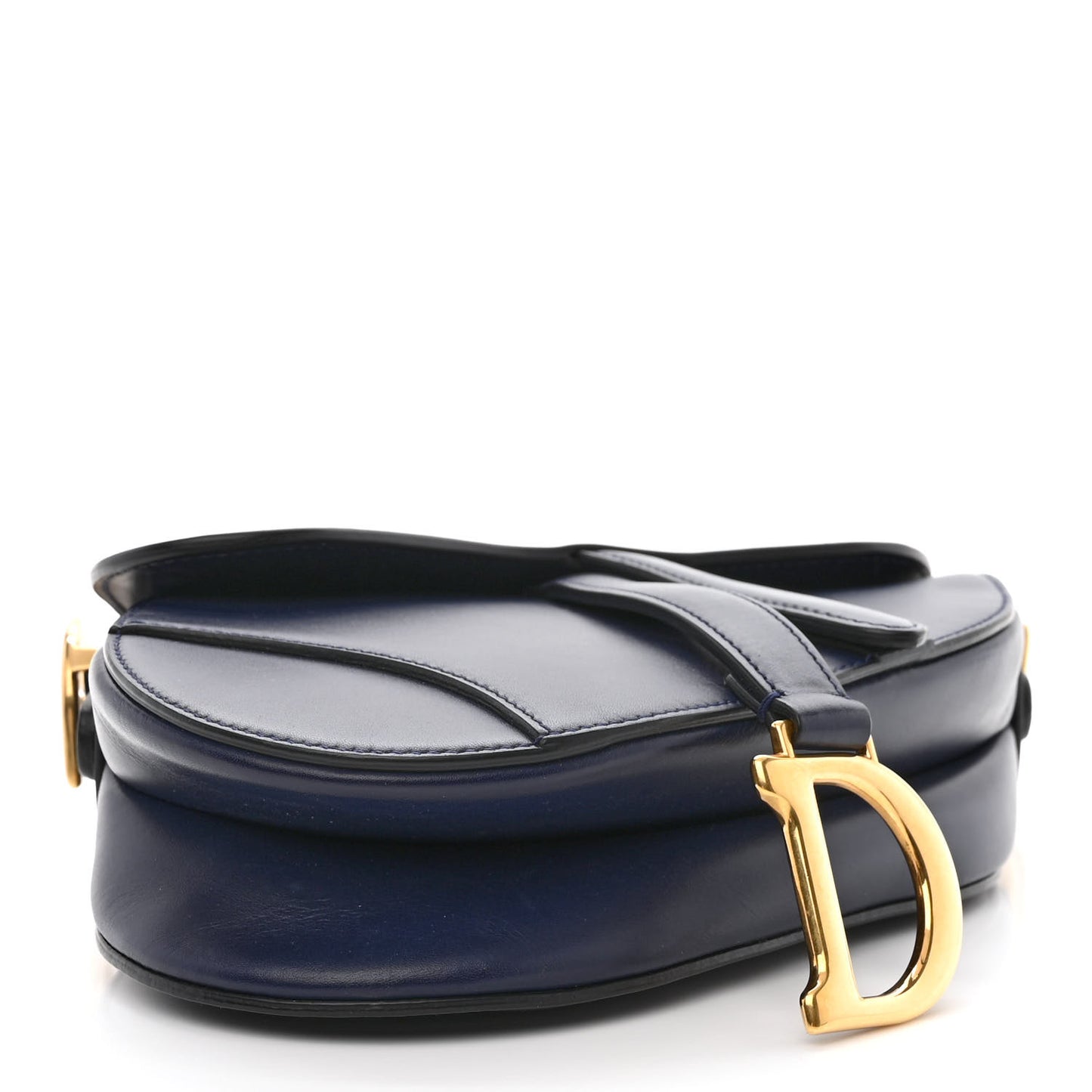 Grained Calfskin Mini Saddle Bag Navy