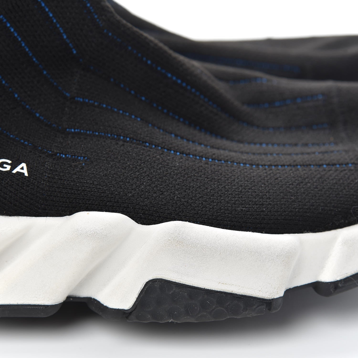 Balenciaga Ribbed Effect Knit Hi Speed Sneakers 41 Black Bleu 6 of 7