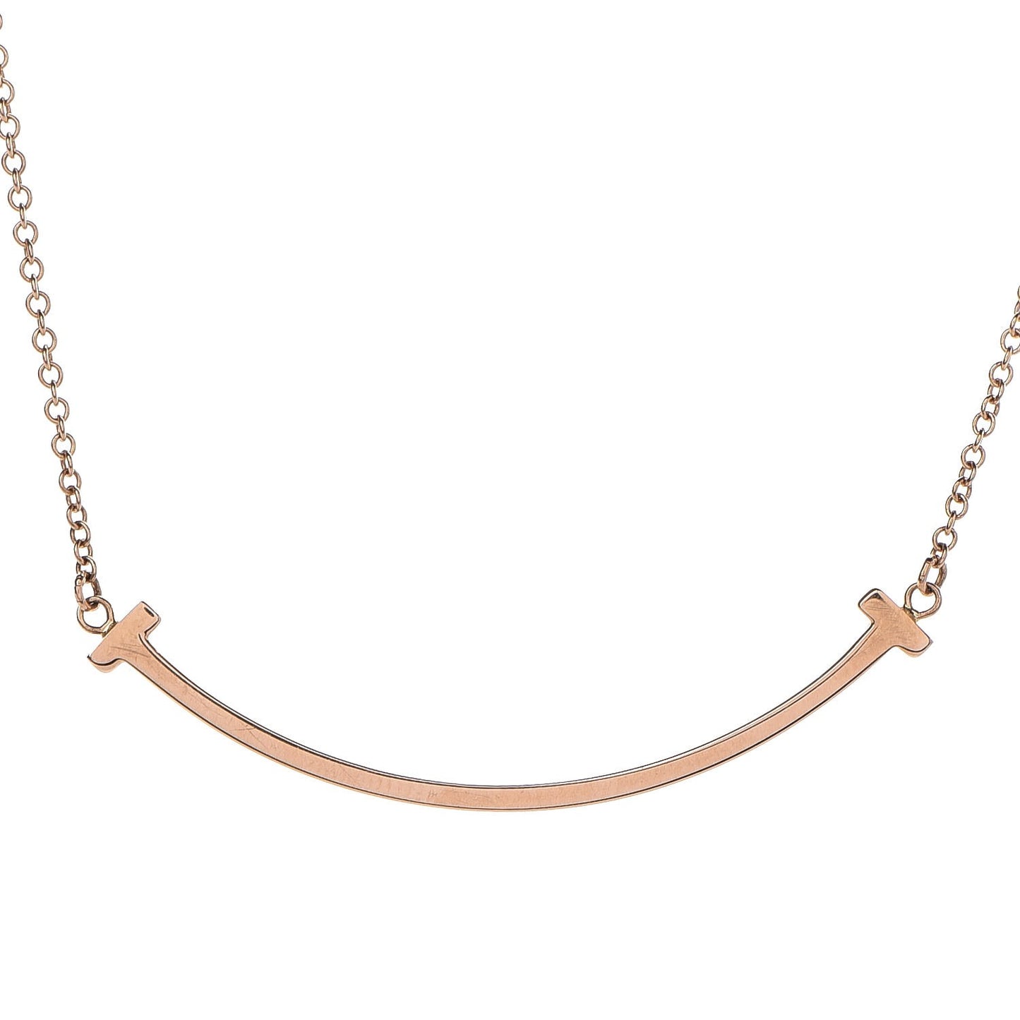 18K Rose Gold Small T Smile Pendant Necklace