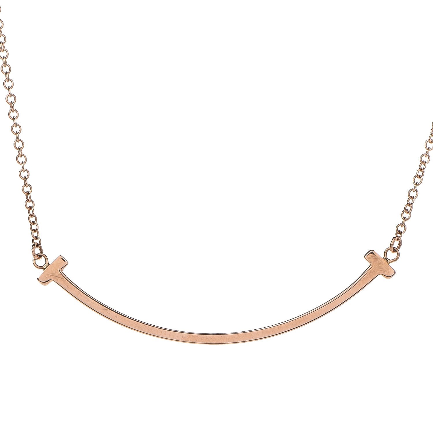 Tiffany 18K Rose Gold Small T Smile Pendant Necklace 4 of 7