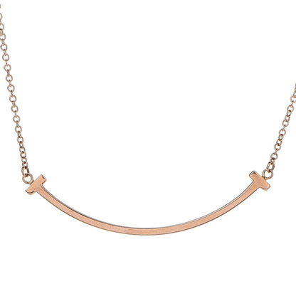 Tiffany 18K Rose Gold Small T Smile Pendant Necklace 4 of 7