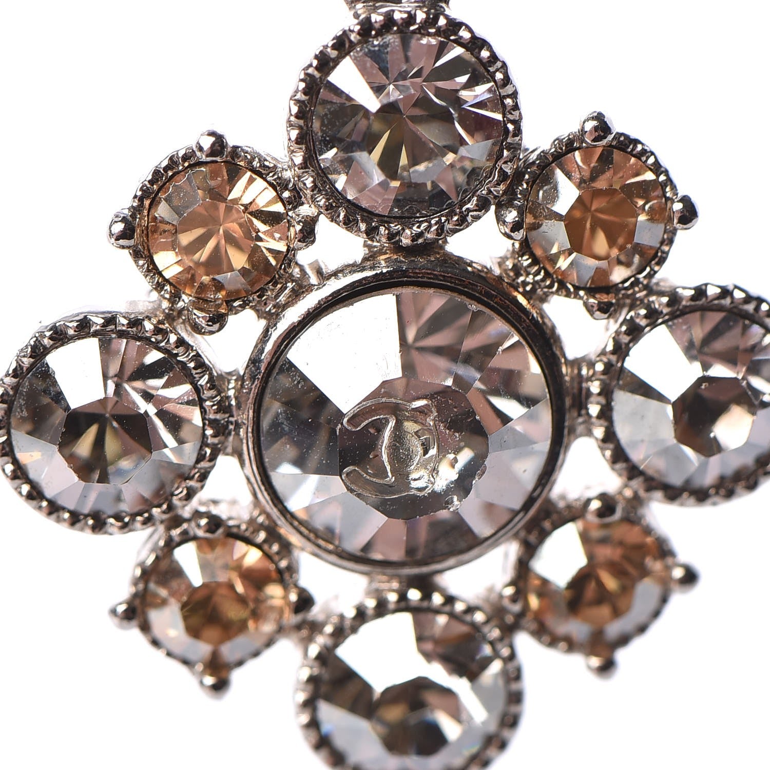 Chanel Crystal CC Drop Earrings Silver 5 of 6