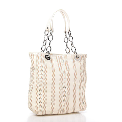 Christian Dior Lambskin Woven Dior Soft Shopping Tote White 3 of 14