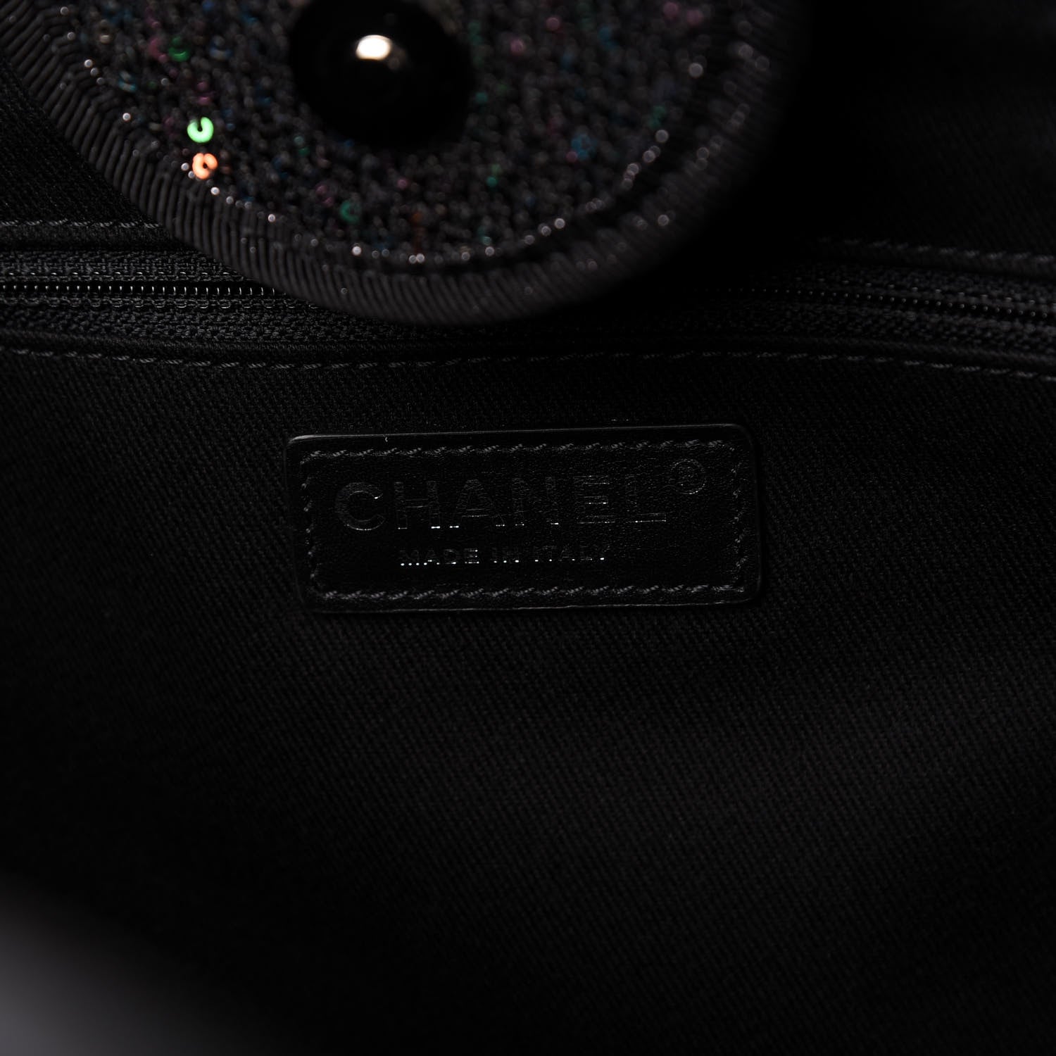 Chanel Calfskin Sequin Medium Deauville Tote Black 8 of 10
