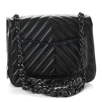 Chanel Lambskin Chevron Quilted Mini Square Flap So Black 3 of 9